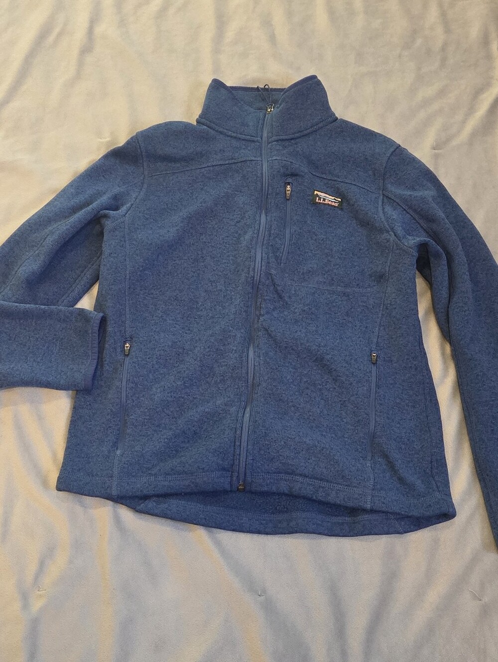 LL Bean Slightly Fitted Sweater Jacket Fleece Full Zip Blue 504938 Men's Medium